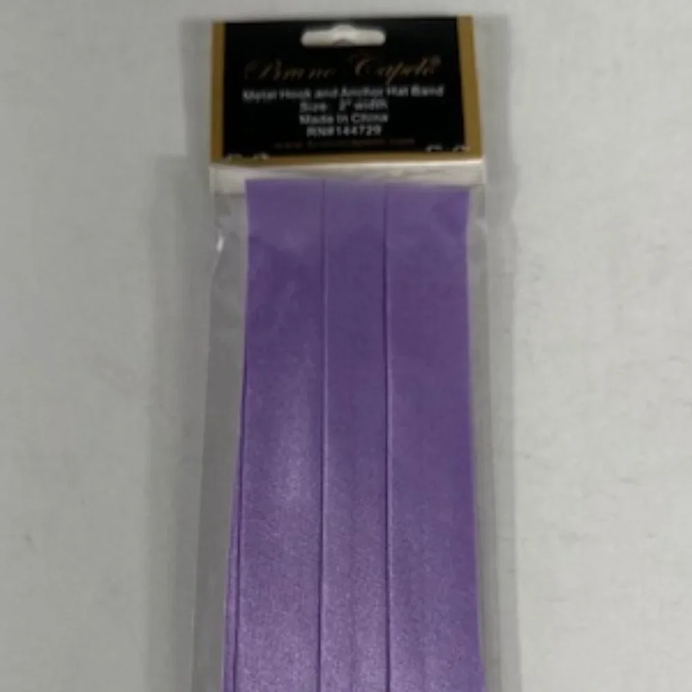 Bruno Capelo Men's Lavender 3 Pleat Hat Band Premium 2 End Hooks 100% Satin